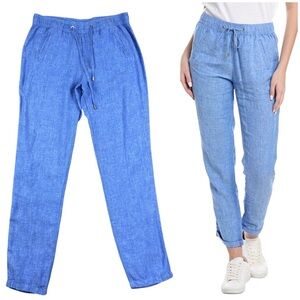 Lilly Pulitzer Taron Mid-Rise Linen Pants MEDIUM Straight Leg Drawstrings Boho